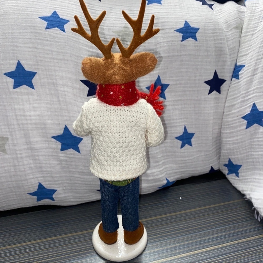 vintage boy Deer 14” figure in holiday outfit - Picture 6 of 9